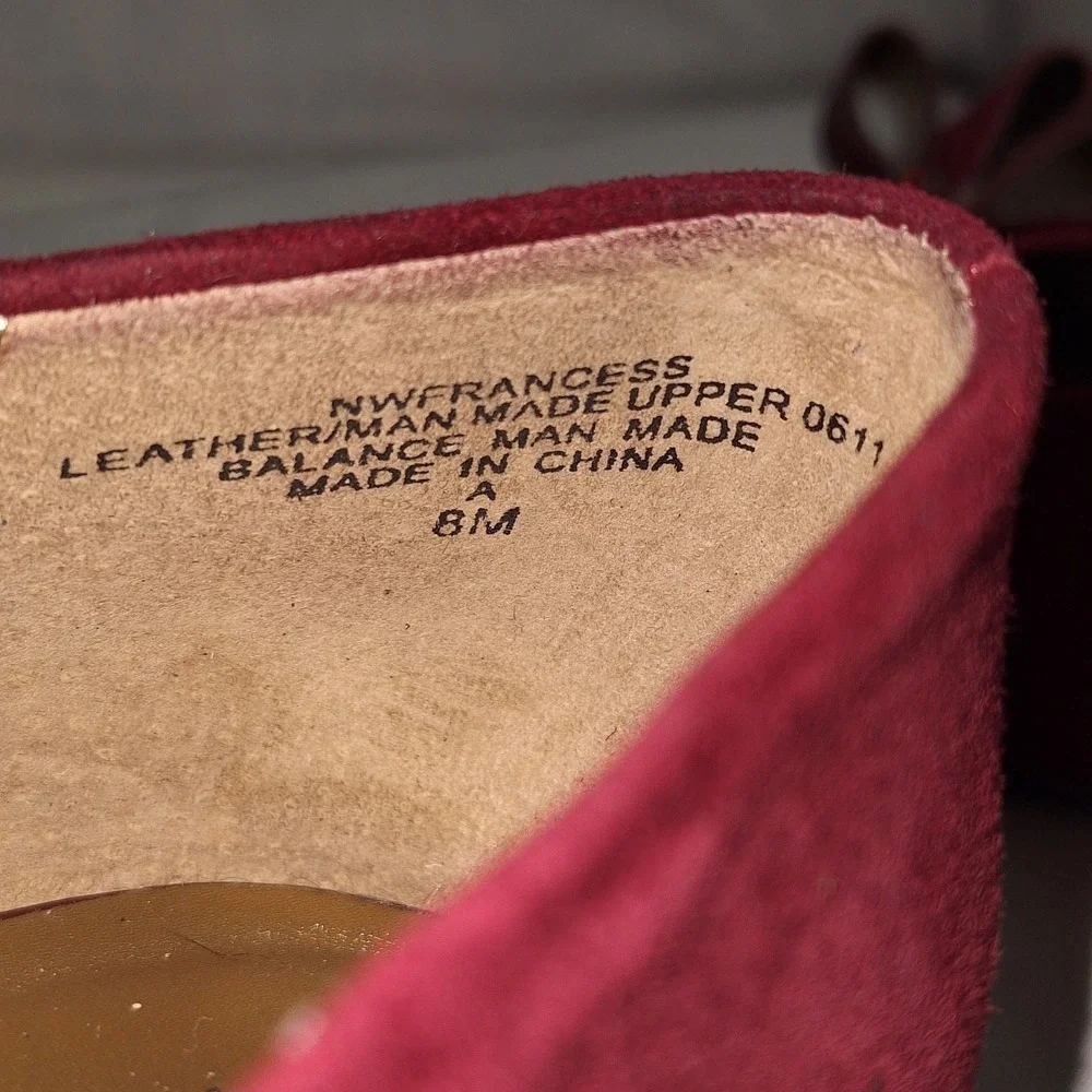 Whimsigoth Retro Suede Pointed Toe Bow Heels Nine West NWFRANCESS Burgundy 8M